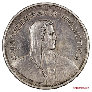 MONEDA DE PLATA DE 5 FRANCOS SUIZOS DEL AÑO 1932
