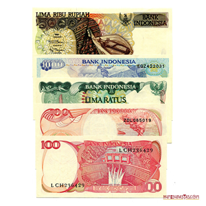 LOTE DE 5 BILLETES DE INDONESIA EN ALTO GRADO DE CONSERVACIÓN