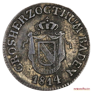 ESCASO 3 KREUZER DEL REINO DE BADEN ACUÑADO EN EL AÑO 1814