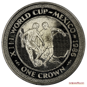 CROWN DE ISLA DE MAN CONMEMORATIVA DEL MUNDIAL MÉXICO 86, TIPO JUGADORES 