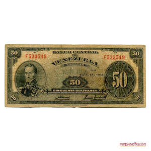 BILLETE DE 50BS DE ABRIL-17-1958 SERIE F6