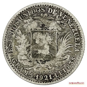 MONEDA DE PLATA DE 1BS DEL AÑO 1921