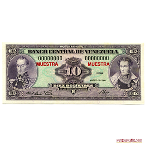 MUESTRA DEL BILLETE DE 10BS DE MARZO-18-1986