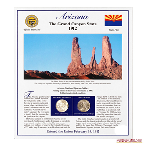 SET DE LOS ¼$ DE ARIZONA 2008 CECAS P Y D CON ESTAMPILLAS