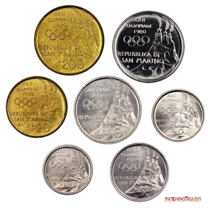 SERIE DE MONEDAS DE SAN MARINO CONMEMORATIVAS DE LAS OLIMPIADAS DE 1980