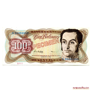 ESPECIMEN NUMERADO DE 100BS DE FEBRERO-5-1998