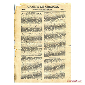 INTERESANTE LOTE DE 8 GACETAS DE CARACAS 1809-1810