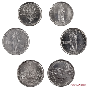 LOTE DE 6 MONEDAS DEL VATICANO DIFERENTES, EN ALTO GRADO