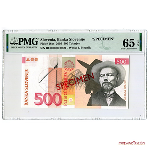 SPECIMEN DE 500 TOLARJEV, ESLOVENIA, 2005. PMG UNC 65 EPQ