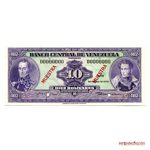 MUESTRA DEL BILLETE DE 10BS DE SEPTIEMBRE-18-1979
