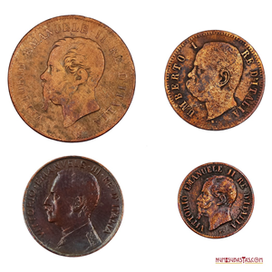 LOTE DE 4 MONEDAS ITALIANAS SIGLOS XVIII Y PRINCIPIOS DEL XX