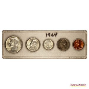 HERMOSO MINT SET DE USA 1964 ACUÑADO EN PLATA. EL ÚLTIMO DE LA SERIE