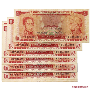 39 BILLETES CONSECUTIVOS DE 5BS SEPTIEMBRE – 24 – 1968 F7
