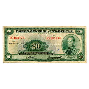 BILLETE DE 20BS DE MAYO-29-1958 SERIE R7