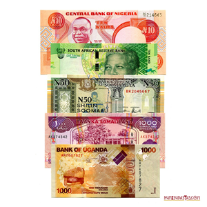 5 BILLETES AFRICANOS EN ALTO GRADO DE CONSERVACIÓN