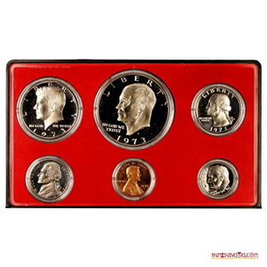 ESPECTACULAR PROOF SET DE USA 1973 EN EXHIBIDOR PARA ESCRITORIO