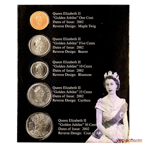 MINT SET DE CANADÁ DEL JUBILEO DE ORO DE ISABEL II 2002