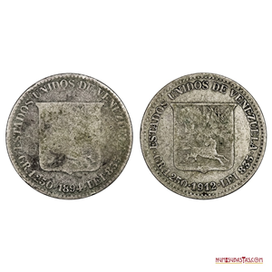 LOTE DE 2 MEDIOS REALES ACUÑADOS EN 1894 Y 1912