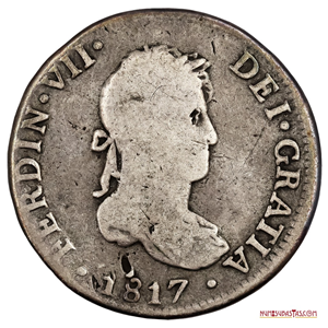 2 REALES DE PLATA DEL IMPERIO ESPAÑOL ACUÑADOS EN LIMA EN 1817 JP