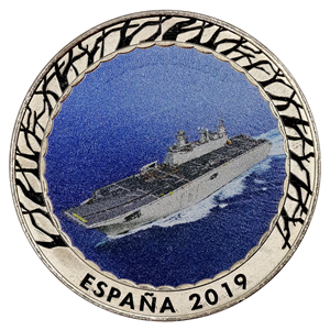 1,5 EUROS DEL PORTAVIONES LHD JUAN CARLOS I CON DISEÑO MULTICOLOR