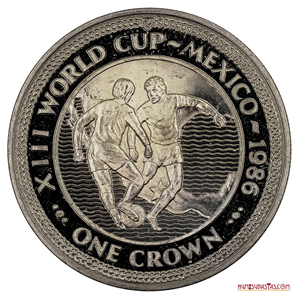 CROWN DE ISLA DE MAN CONMEMORATIVA DEL MUNDIAL MÉXICO 86, TIPO JUGADORES