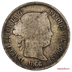 50 CENTAVOS DE ESCUDO EN PLATA DE FILIPINAS CON FECHA 1866