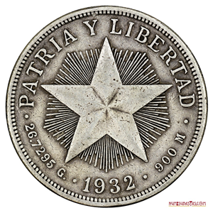 GRAN PESO DE PLATA CUBANO DEL AÑO 1932