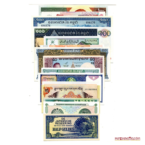 HERMOSO LOTE DE 16 BILLETES ASIÁTICOS EN ALTO GRADO DE CONSERVACIÓN