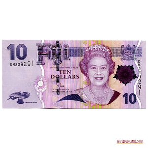 HERMOSO BILLETE DE 10$ DE FIJI CON EL BUSTO DE ELIZABETH II CON IMPRESIÓN METALIZADA