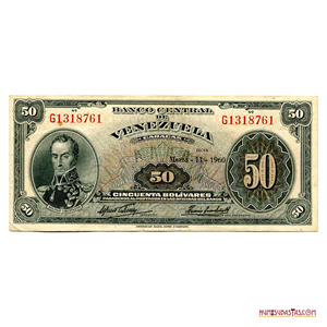 BUEN BILLETE DE 50BS DE MARZO-11-1960 SERIE G7 EN BUEN GRADO
