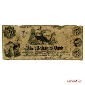 BILLETE DE 5$ DE MANUFACTURERS BANK DE BROOKLYN DEL AÑO 1855