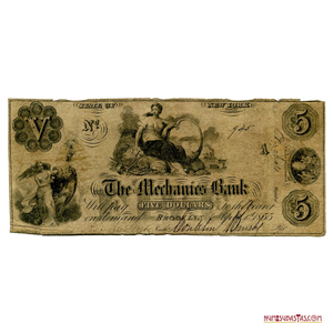 BILLETE DE 5$ DE MECHANICS BANK DE BROOKLYN DEL AÑO 1855