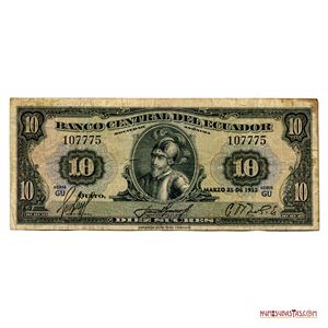 ESCASOS 10 SUCRES DE ECUADOR DEL AÑO 1952