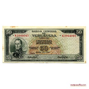 BILLETE DE 50BS DE JUNIO-2-1964 SERIE K7