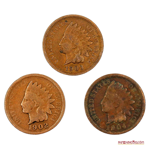 3 CENTAVOS DEL INDIO DE USA FECHAS 1902. 1903 Y 1904