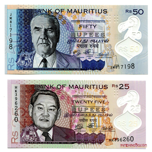 SET DE POLÍMEROS DE 50 Y 25 RUPIAS DE MAURICIO AÑO 2021