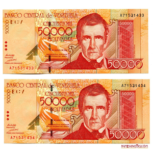 PAREJA CONSECUTIVA DE 50.000BS, 24 DE AGOSTO 1998, A8