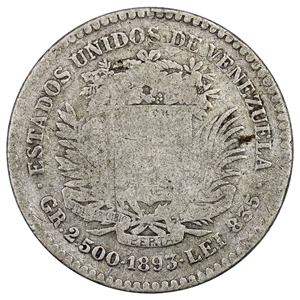 REAL DE PLATA O 50CTS ACUÑADO EN EL AÑO DE 1893