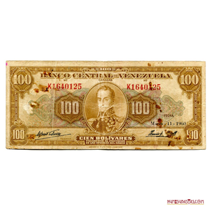 BILLETE DE 100BS DE MARZO-11-1960 SERIE K7