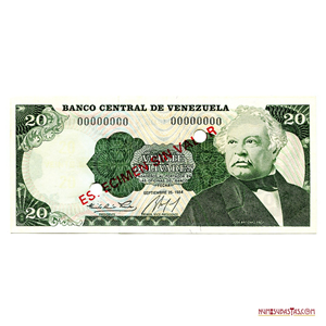 ESPECIMEN SIN VALOR DE 20BS DE SEPTIEMBRE – 25 -1984 
