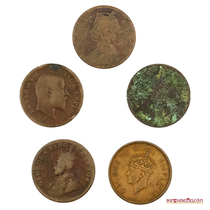 LOTE DE ¼ ANNAS DE LA INDIA BRITÁNICA AÑOS 1891, 1907, 1912, 1920 Y 1940