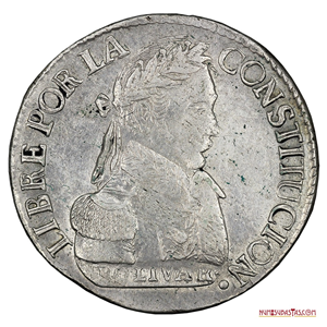 2 SOLES DE 1830 CON EL BUSTO DEL LIBERTADOR EN EL AÑO DE SU MUERTE