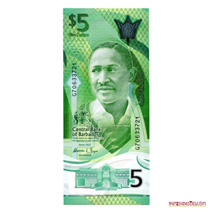 HERMOSO POLÍMERO DE BARBADOS: 5$ DEL AÑO 2022