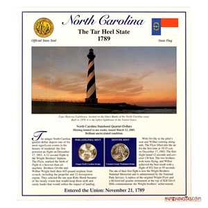 SET DE LOS ¼$ DE CAROLINA DEL NORTE 2001 CECAS P Y D CON ESTAMPILLAS