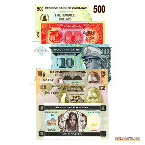 LOTE DE 6 BILLETES AFRICANOS EN ALTO GRADO DE CONSERVACIÓN