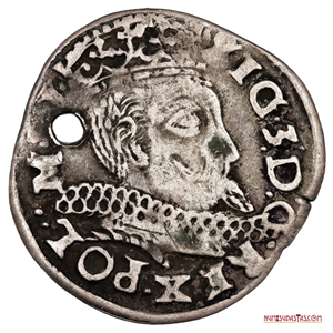REINO POLACO – LITUANO: 3 GROSCHEN DE PLATA DE 1597, CECA DE LUBLIN, SIGISMUNDO III