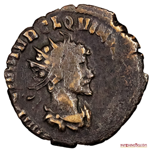 ESCASO ANTONINIANO DEL EFIMERO EMPERADOR QUINTILO ACUÑADO EN EL 270DC EN ROMA