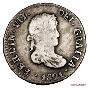 ½ REAL IMPERIAL ESPAÑOL ACUÑADO EN POTOSÍ EN 1821 ENSAYADOR PJ