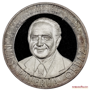 MEDALLA PROOF EN PLATA PURA DE LA CAMPAÑA DE LUIS PIÑERÚA ORDAZ