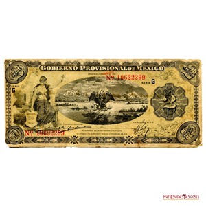 BILLETE DE 2 PESOS DE 1915 EMITIDO POR EL GOBIERNO PROVISIONAL DE MÉXICO EN VERACRUZ